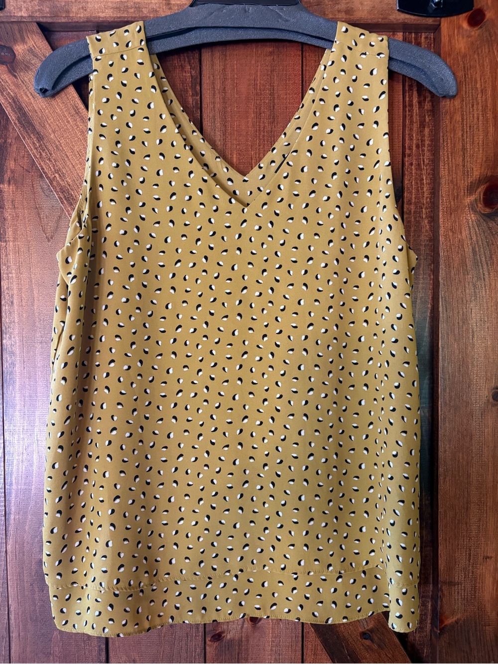 Ann Taylor Factory Mustard Dot V-Neck Layered Tank
